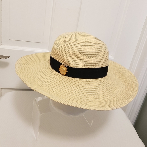 EC Talbots Straw Wide Brim Summer Packable Hat OSFM, Travel, Preppy - Picture 1 of 13